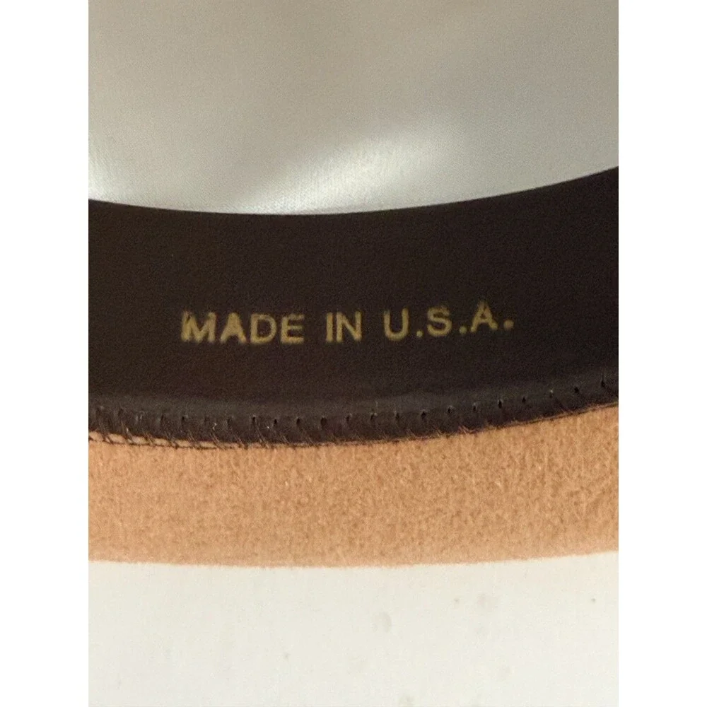 Vintage Shin Jin NY Camel Fedora 100% Wool Felt Hat w/Feather Size M USA Made